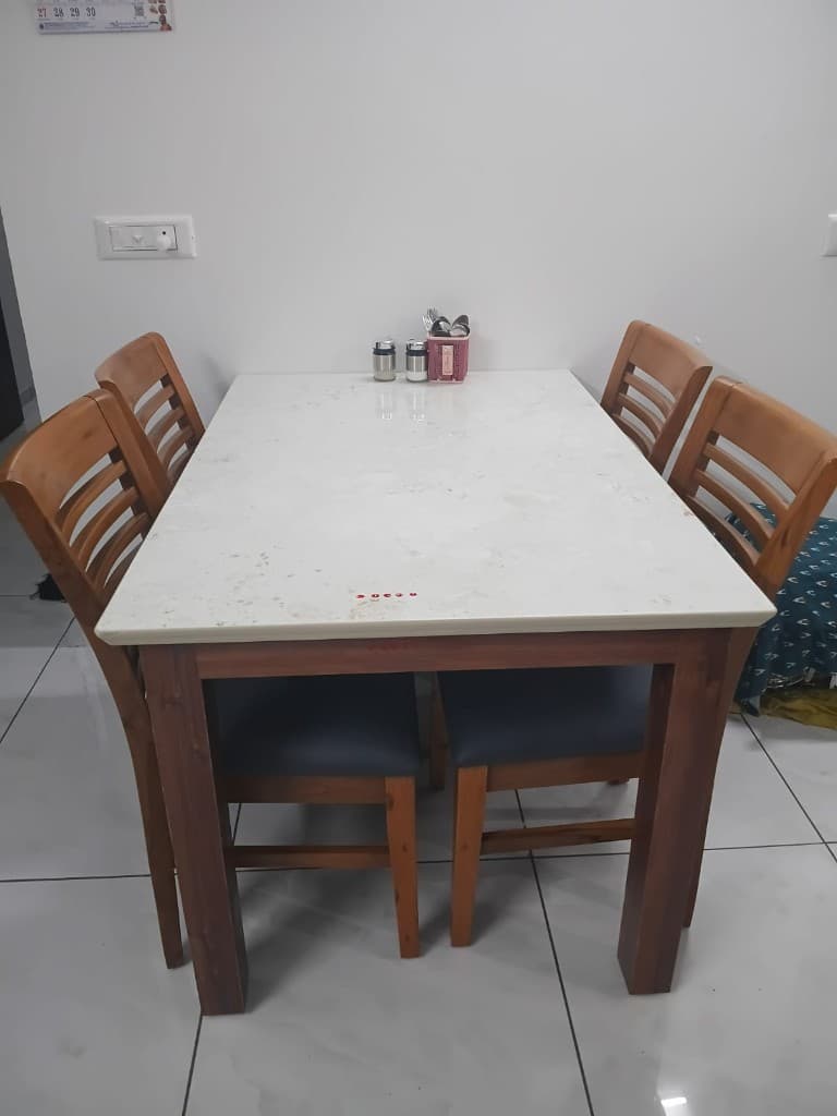 4-Seater Dining Set with Solid Wood Frame - custom furniture project by MistriKaam in New Ranip, Ahmedabad