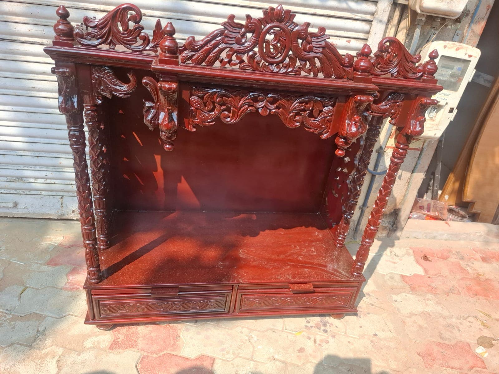 Solid Wood Home Temple - custom furniture project by MistriKaam in Gita Mandir, Ahmedabad